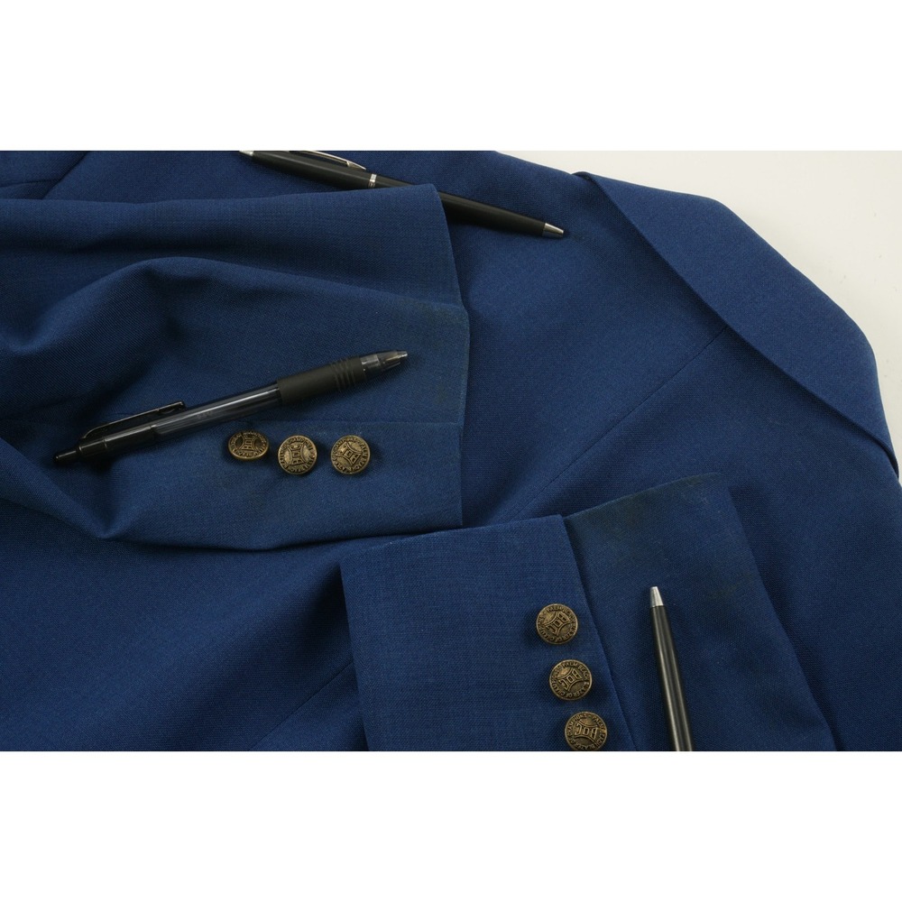 Vintage 70s 80s Palm Beach Blazer of Champions Stretch Blue Baseball Brass 44R - Picture 10 of 16